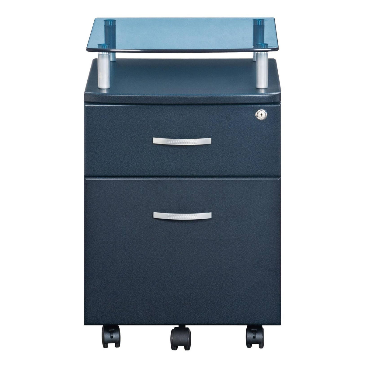 Graphite Rolling File Cabinet with Glass Top J866