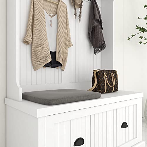 White Hall Tree with Bench and Shoe Storage T8067