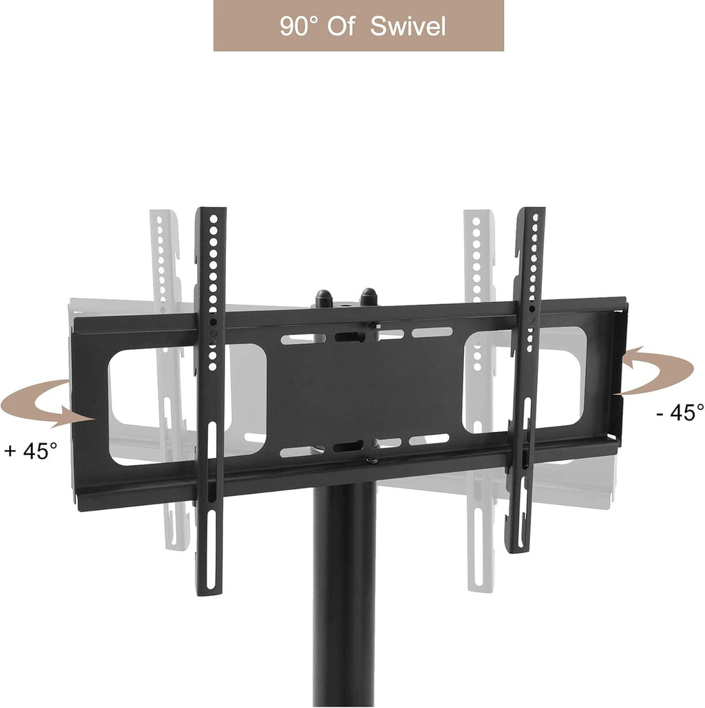 Mobile TV Cart with Wheels for 32-65 Inch, Height and Angle Adjustable Tempered Glass Metal Frame C506233