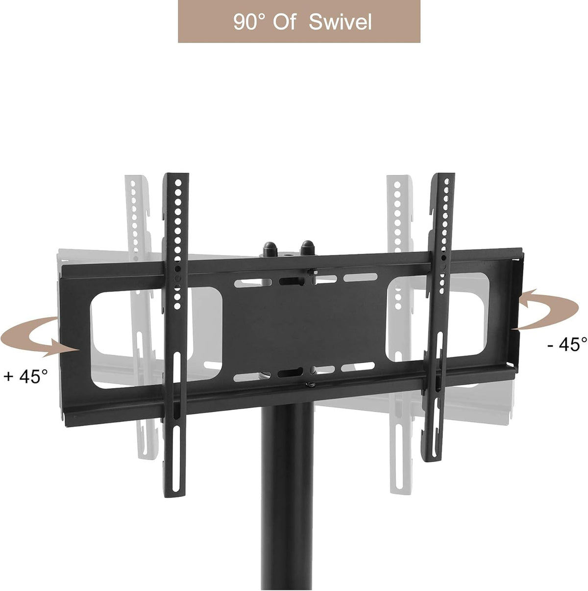 Mobile TV Cart with Wheels for 32-65 Inch, Height and Angle Adjustable Tempered Glass Metal Frame C506233