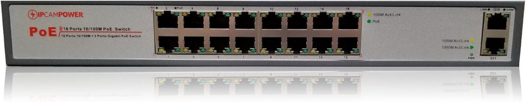 16 Port POE Network Switch with 2 Gigabit Uplink Ports N194