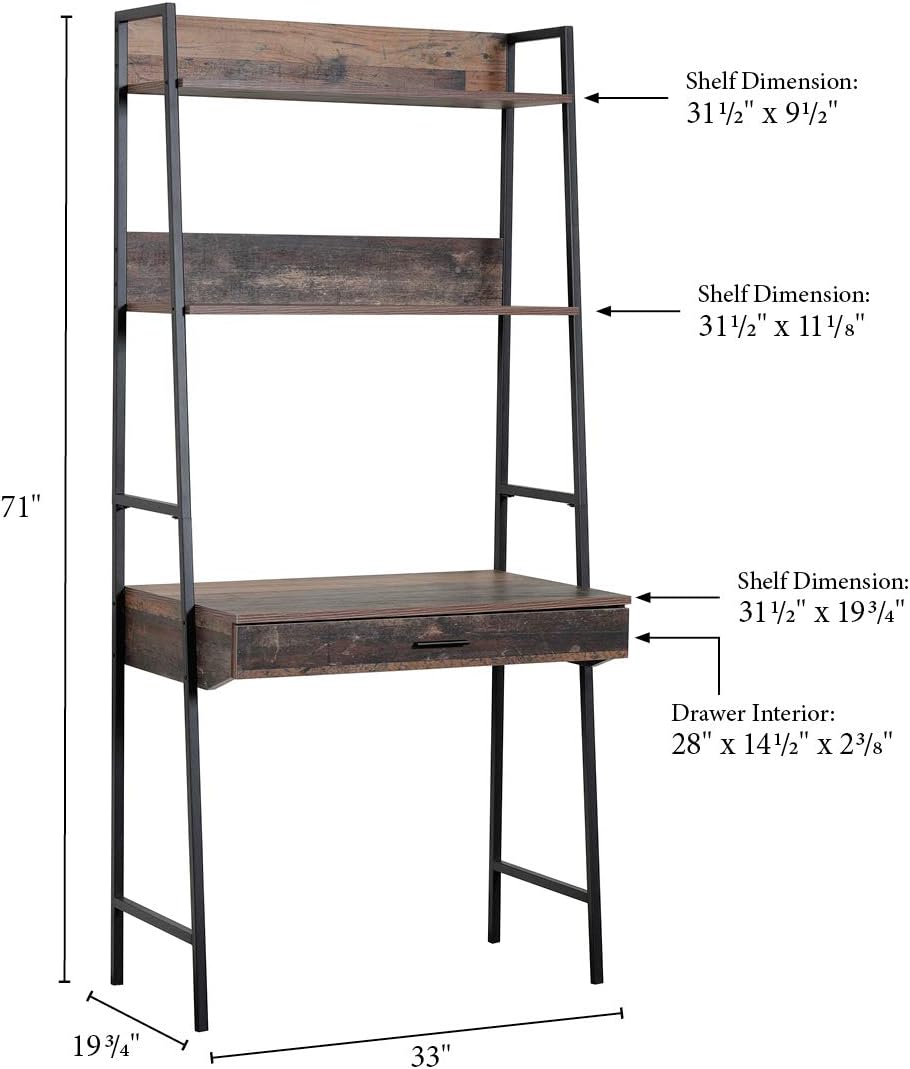 Ladder Bookcase with Desk S951