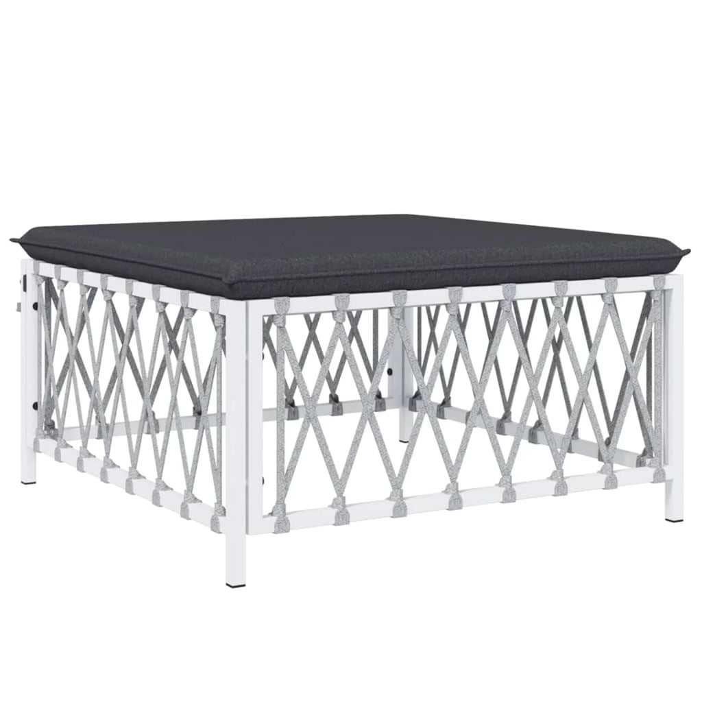 6 Piece Patio Set with Cushions White Steel S786626