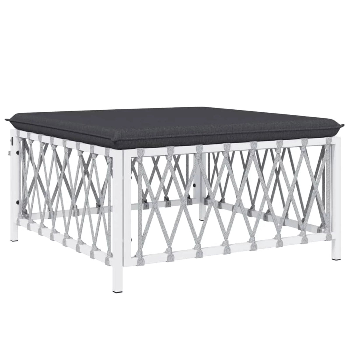 6 Piece Patio Set with Cushions White Steel S786626