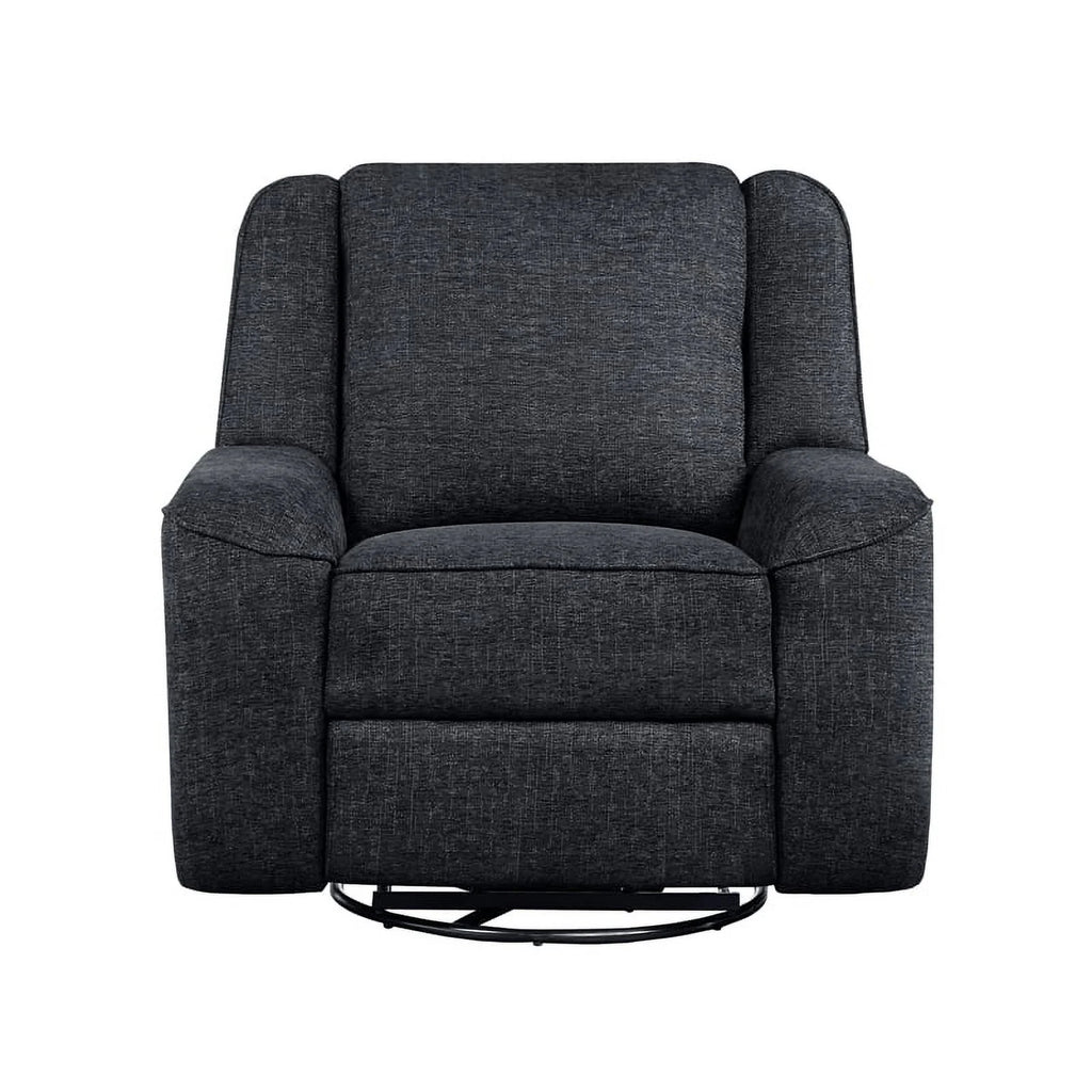 Ebony Chenille Upholstered Swivel Reclining Chair T8774