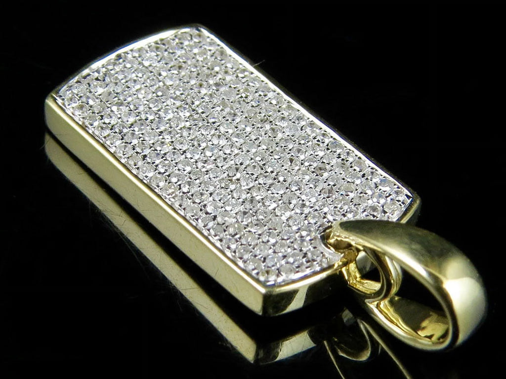 10K Yellow Gold Dogtag Diamond Pendant with 10K Franco Chain E954