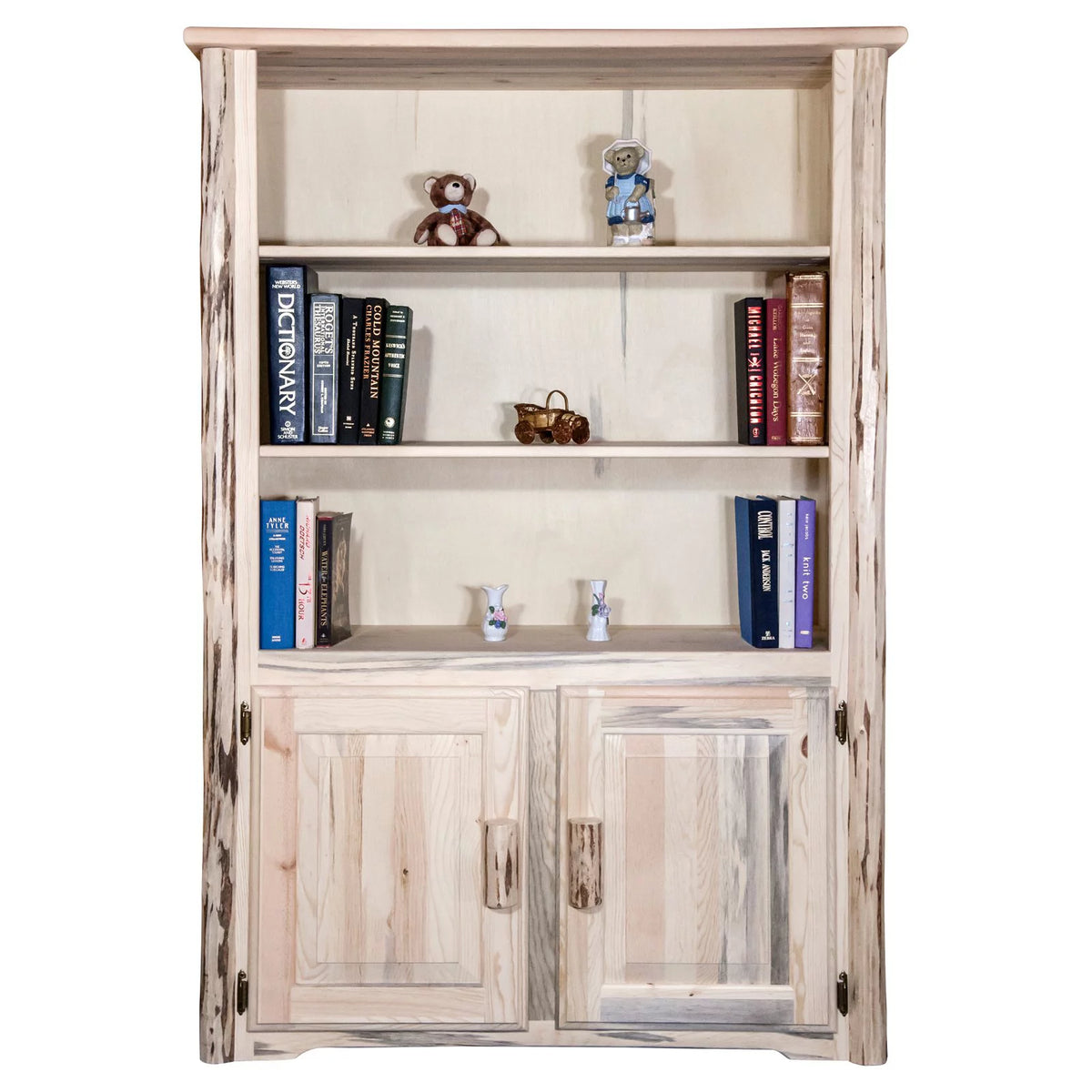 Natural Wood Bookcase with Storage H29585