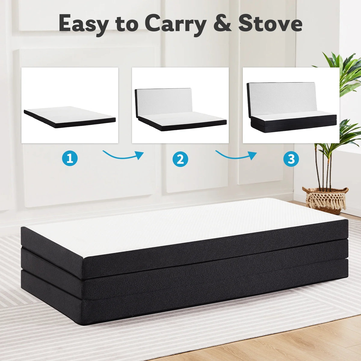 Queen Size 4 inch Tri-fold Memory Foam Mattress Z399