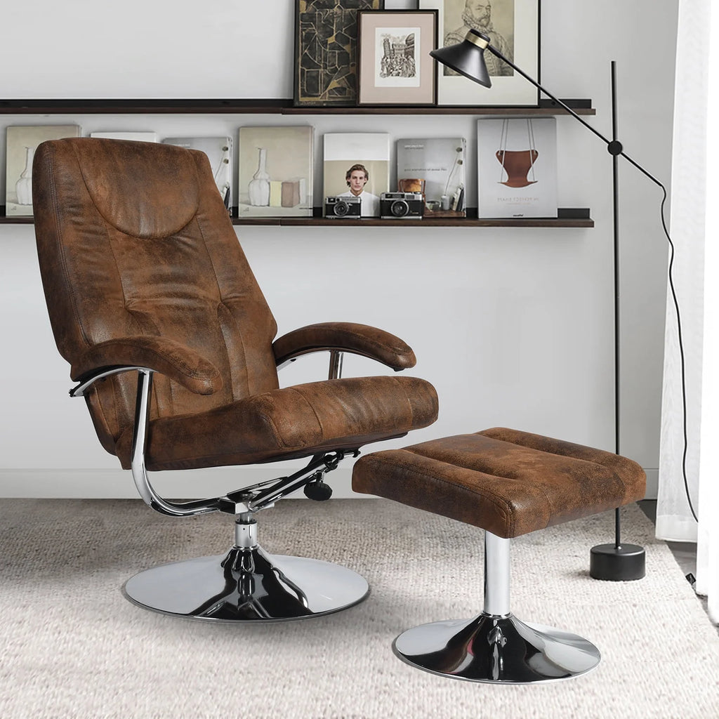 Vintage Fabric Accent Chair with Ottoman E51030