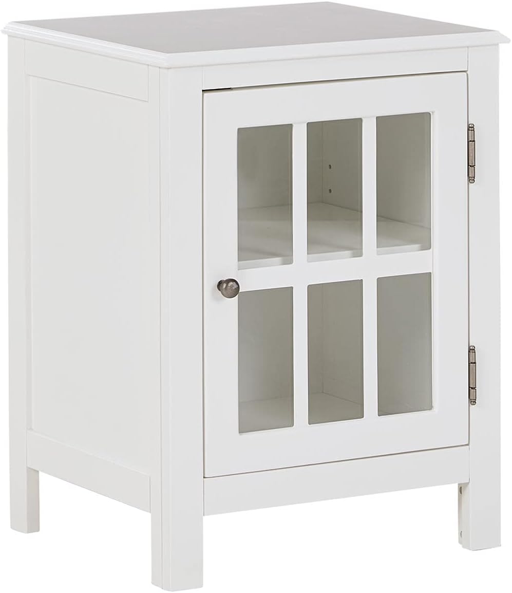 White Modern Farmhouse Accent Cabinet End Table U494283