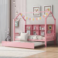 Wooden Twin Size House Bed with Trundle and Shelf X356