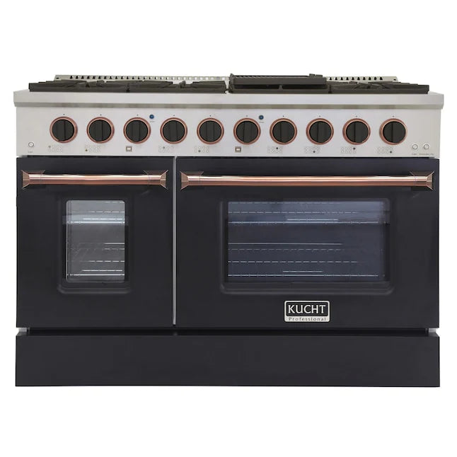 48 In. 6.7 cu ft. Propane Gas Range with Black Door and Rose Gold Accents W334616