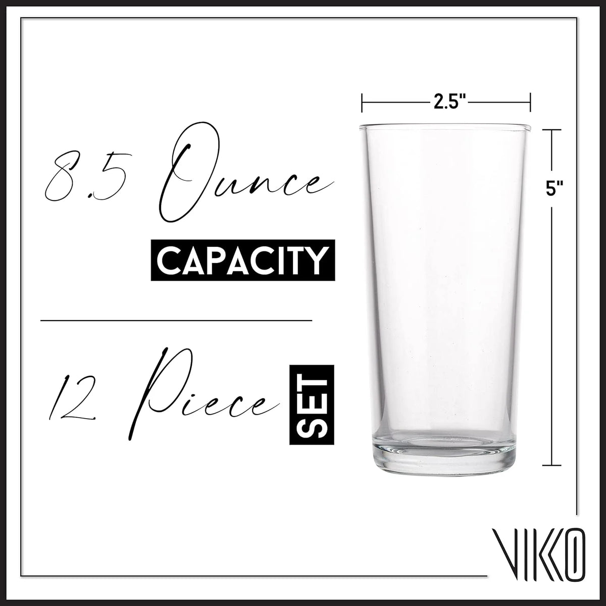8.5 Ounce Tall Drinking Glasses Set Of 12 H969793