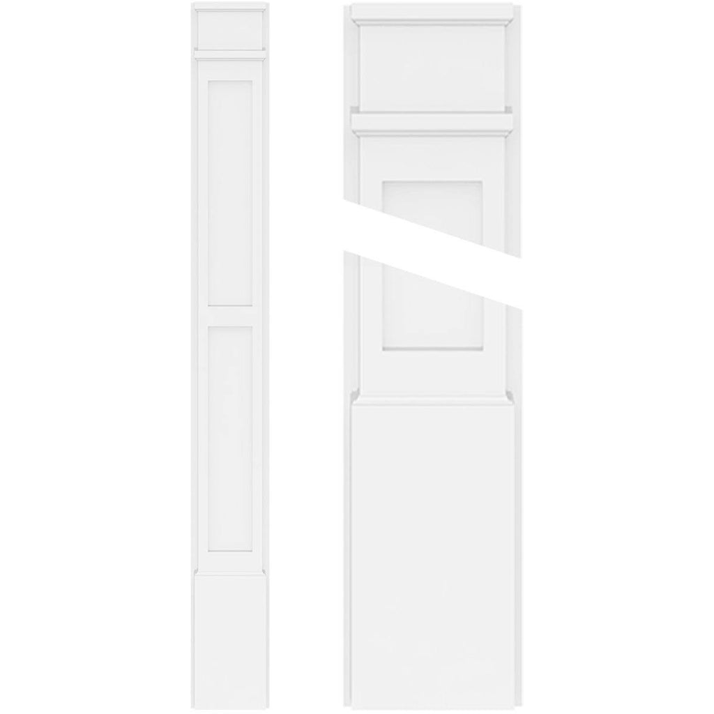 Two Equal Flat Panel PVC Pilaster with Decorative Capital & Base (Pair) U911462