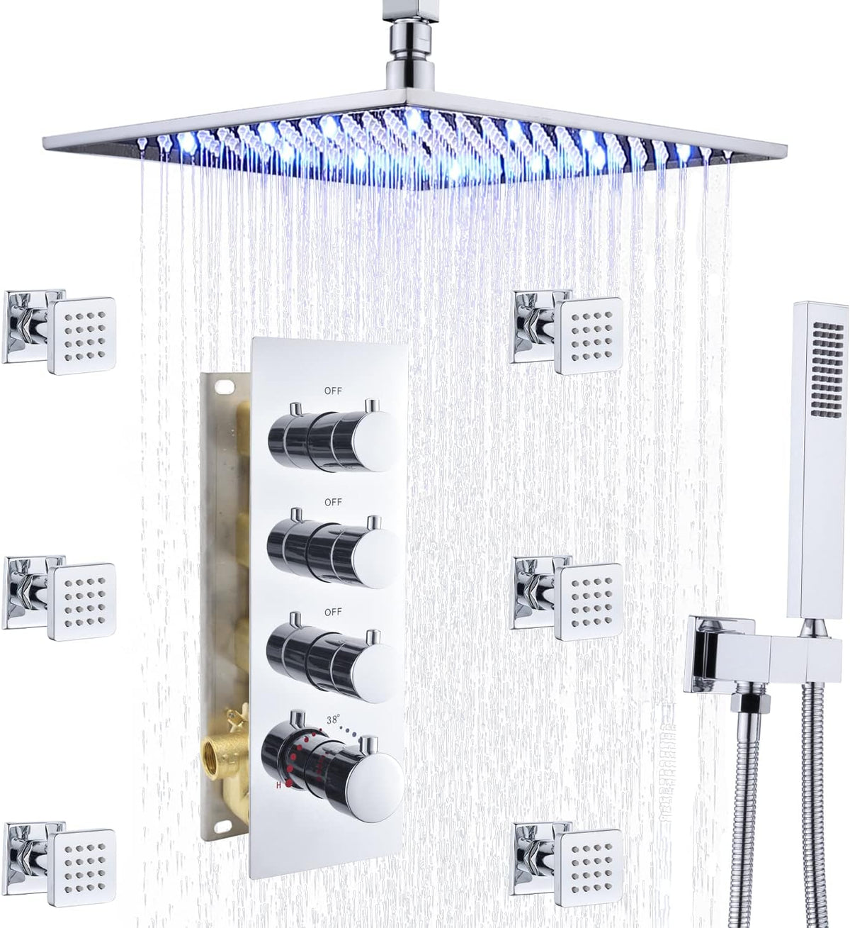 Thermostatic Shower System with Brass Shower Faucets Q7008