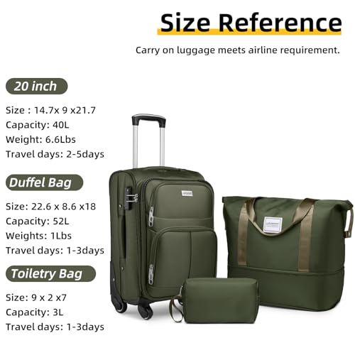 3 Piece Expandable Softside Luggage Set with TSA Lock Spinner Wheels W292765