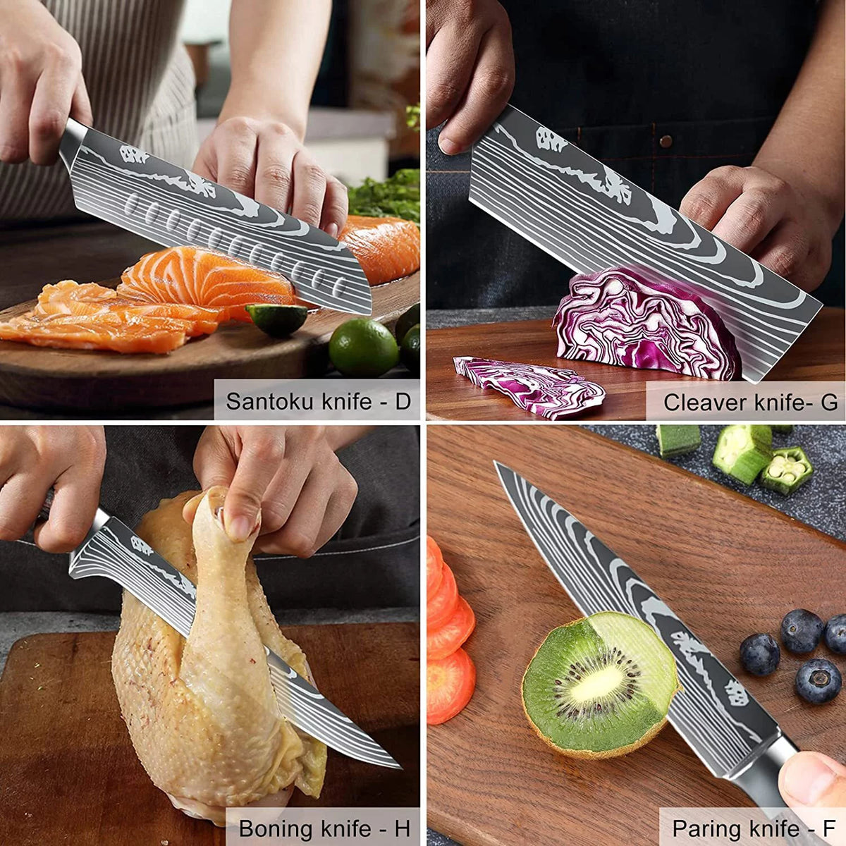 8 Pieces 3.5-8 Inch 440A Stainless Steel Kitchen Chef Knife Set A615129