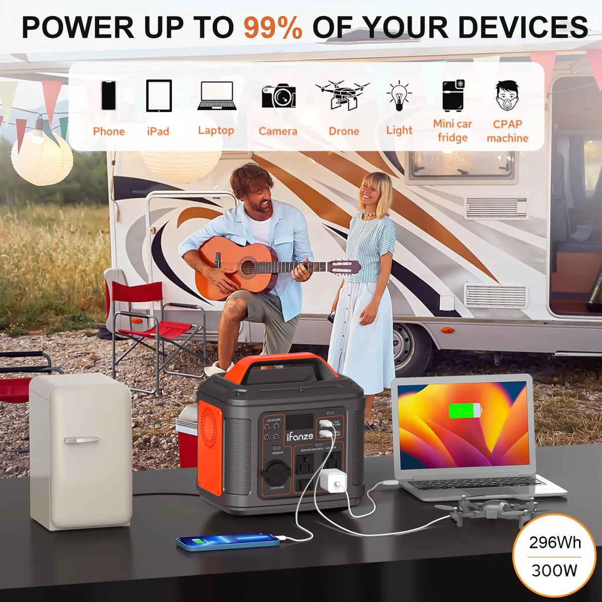 Portable Power Station 300W 296Wh 80000mAh Black I234
