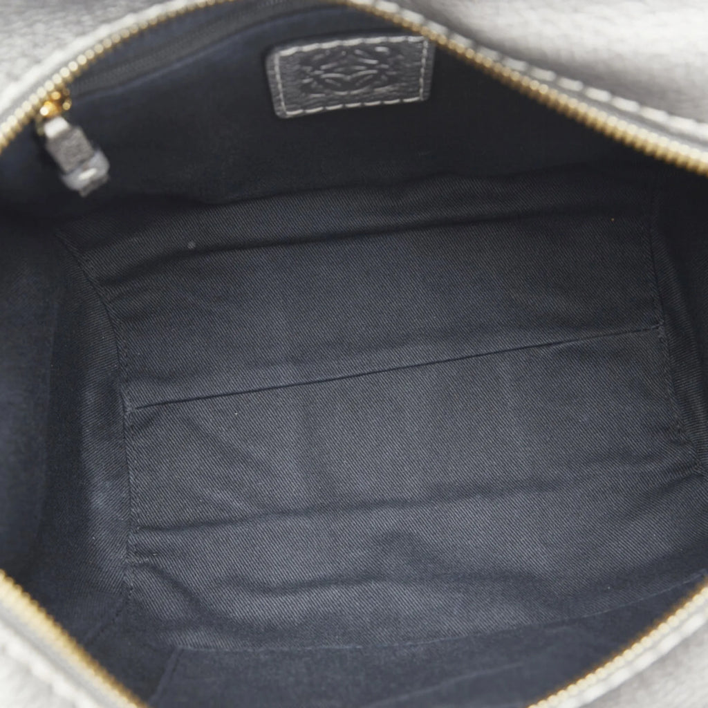 Gray Silver Canvas Leather Tote Bag R78947