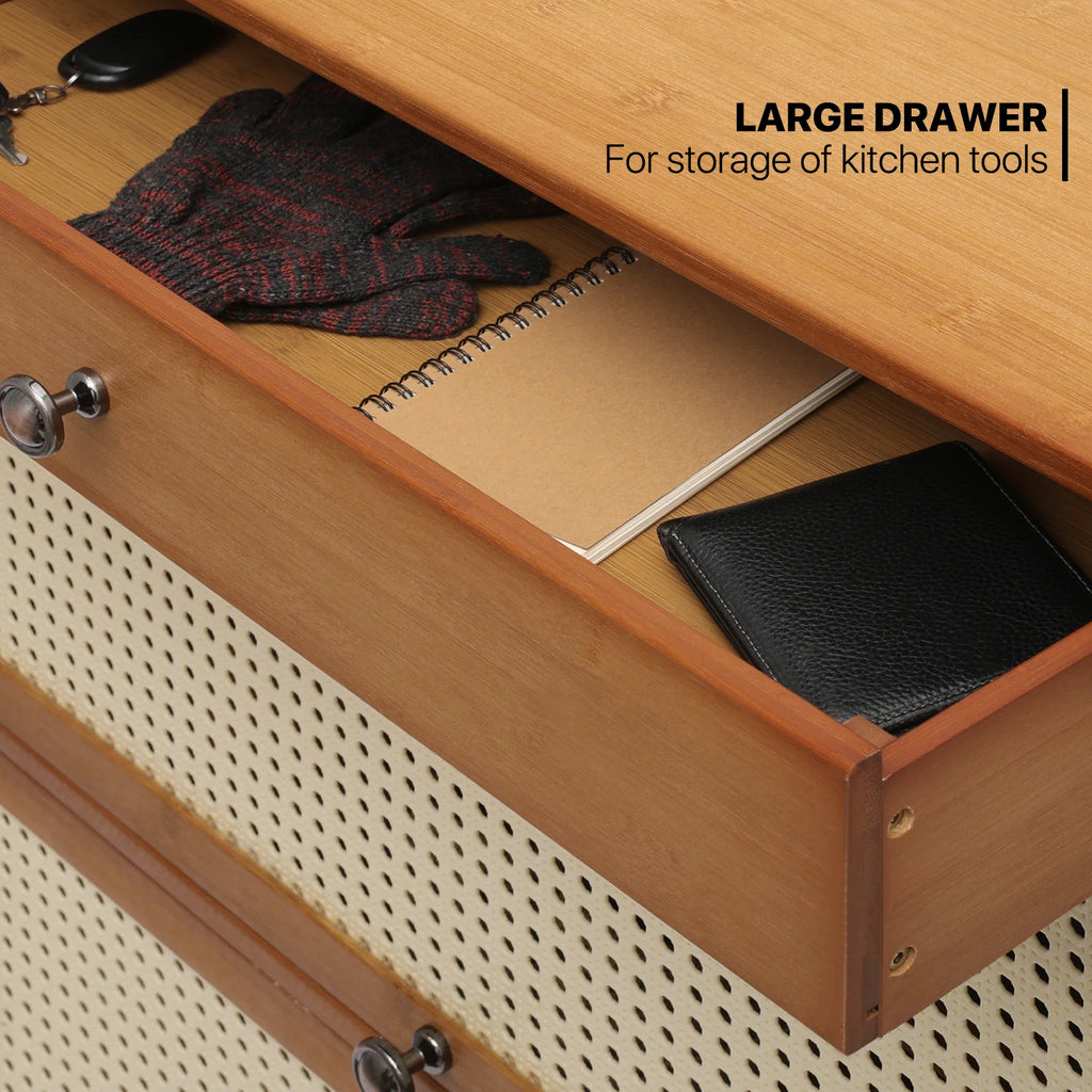 6-Tiers Rattan Shoe Storage Cabinet with Drawer, 32 Pairs, 8 Boots Compartments, Brown E571085