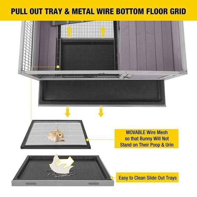Small Rabbit Hutch with Pull Out Tray V497