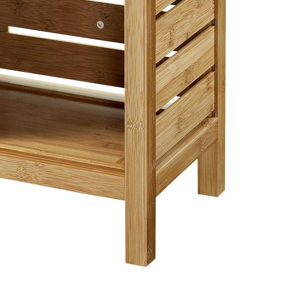 Bamboo Floor Cabinet with 2 Sliding Doors and 3 Shelves Brown O459397