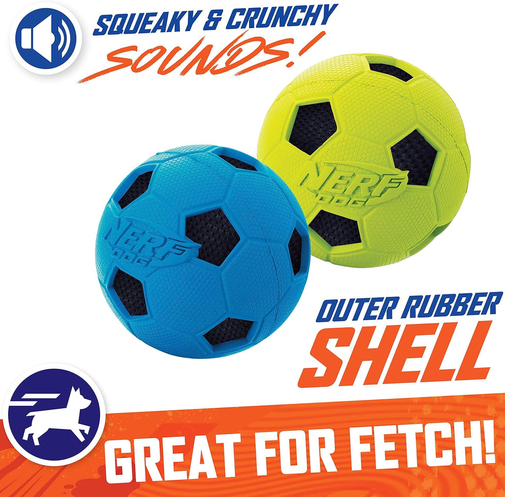 Blue and Green 3 Inch Dog Soccer Ball Toy Two Pack I7407