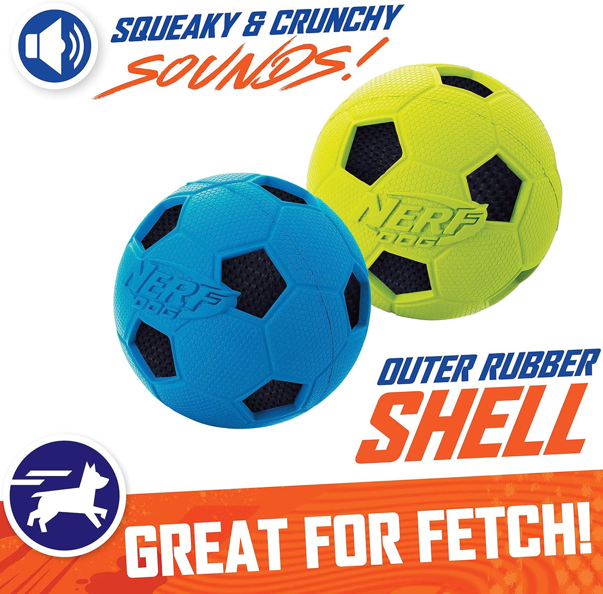 Blue and Green 3 Inch Dog Soccer Ball Toy Two Pack I7407