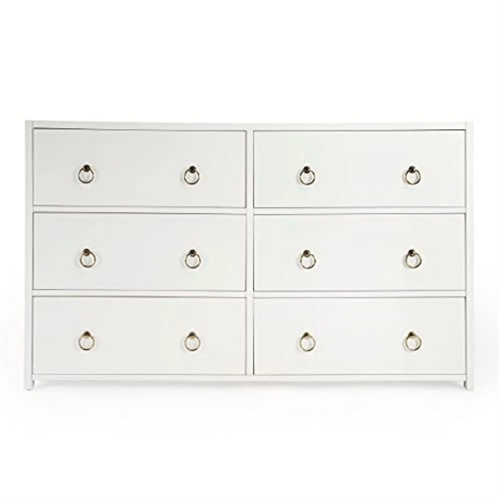 White Wood 6 Drawer Chest U3271