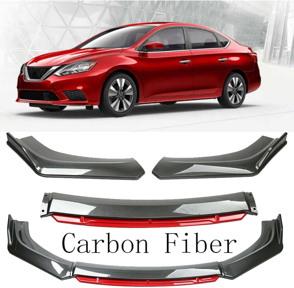 Glossy Black Red Front Bumper Lip Spoiler Splitter Diffuser Body Kits Pack of 2 T69748