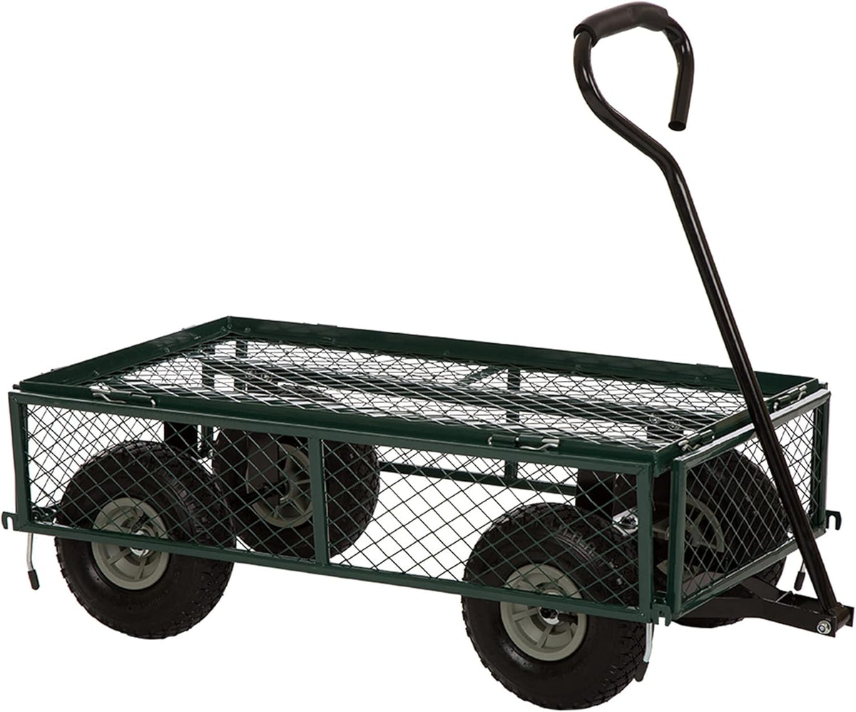 Heavy Duty Mesh Steel Garden Cart with Removable Sides, 550-lbs. Capacity, Green J70619