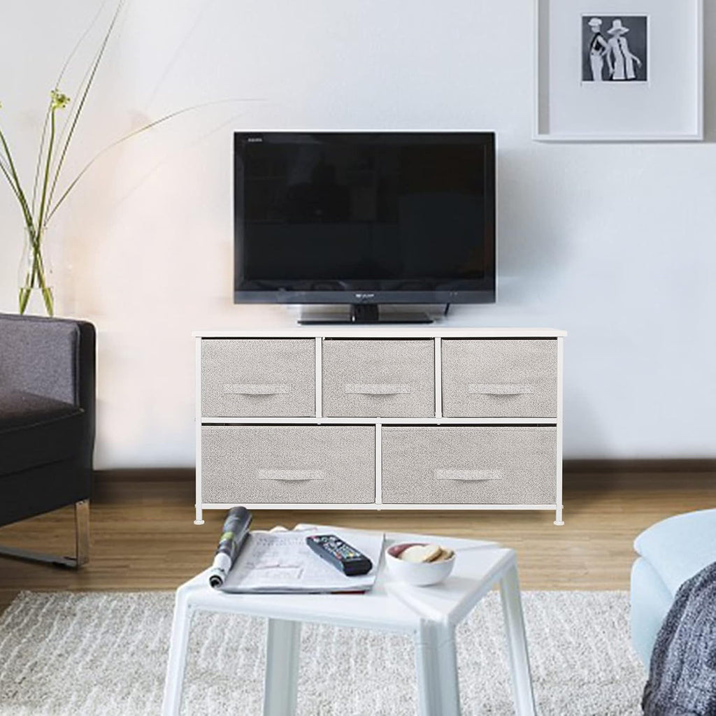 Brown 5-Drawer Storage Cabinet with Steel Frame Z3096