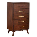 47 Inch Wooden Chest with 5 Drawers Brown K8992