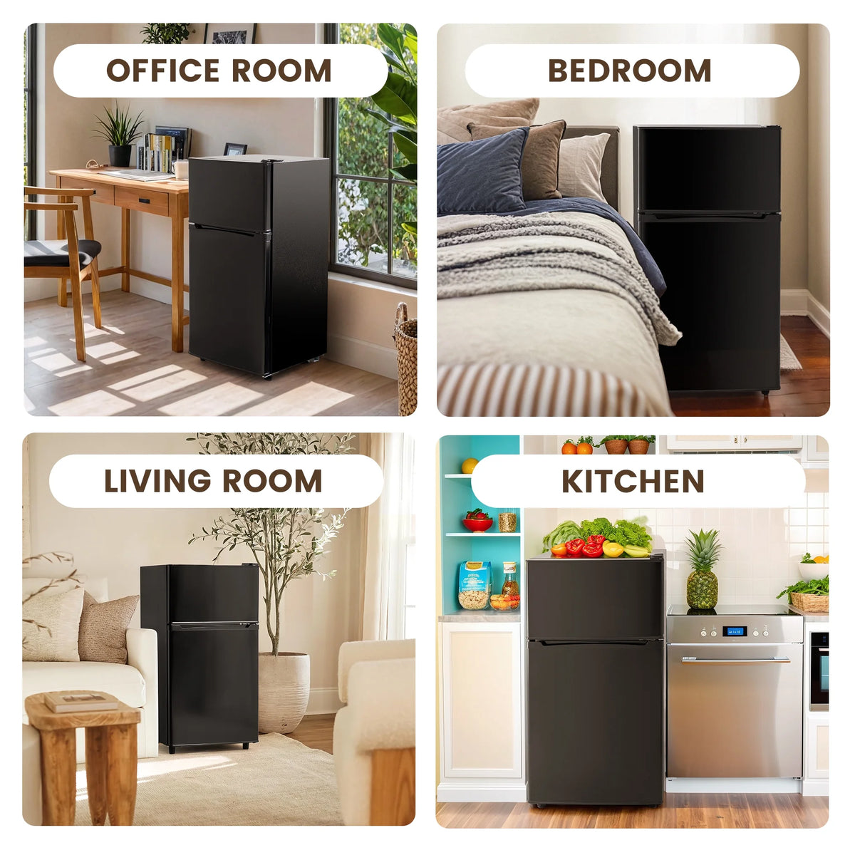 Black 3.5 Cu.Ft Mini Fridge with Freezer J29137