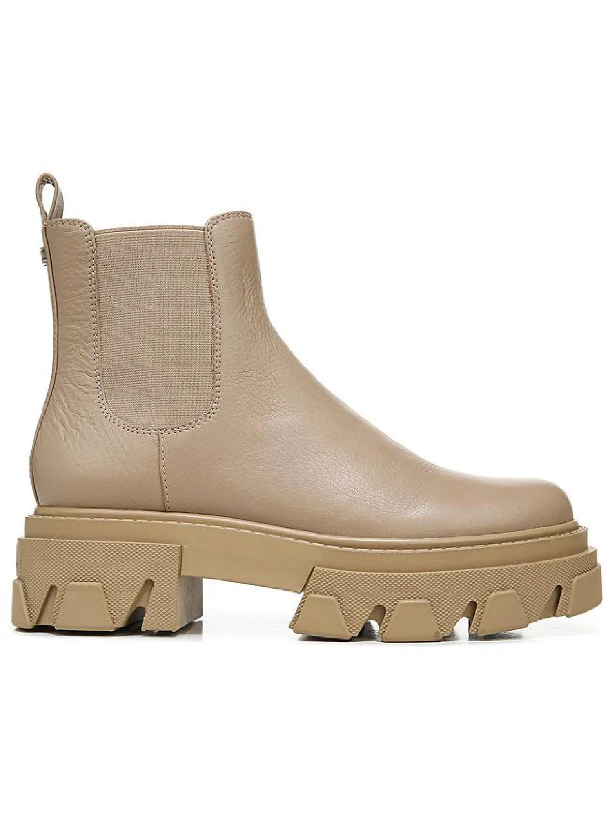 Beige Leather Lug Sole Ankle Boots C1664