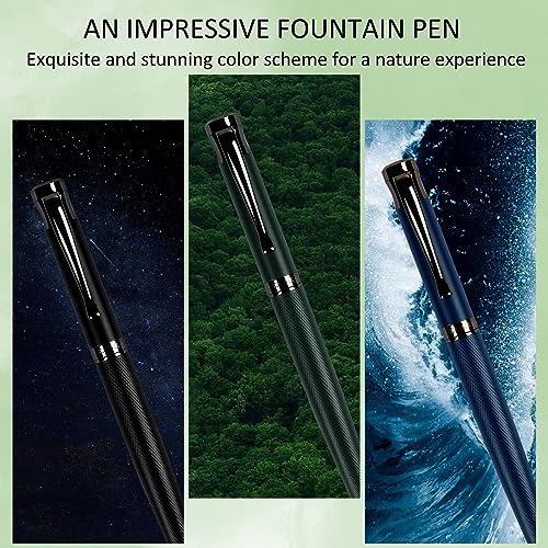 Green Medium Nib Fountain Pen Set with 10 Ink Cartridges and Ink Converter X63937