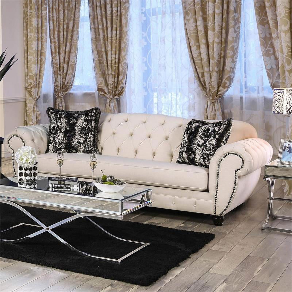 Beige Fabric 2-Piece Sofa Set G594