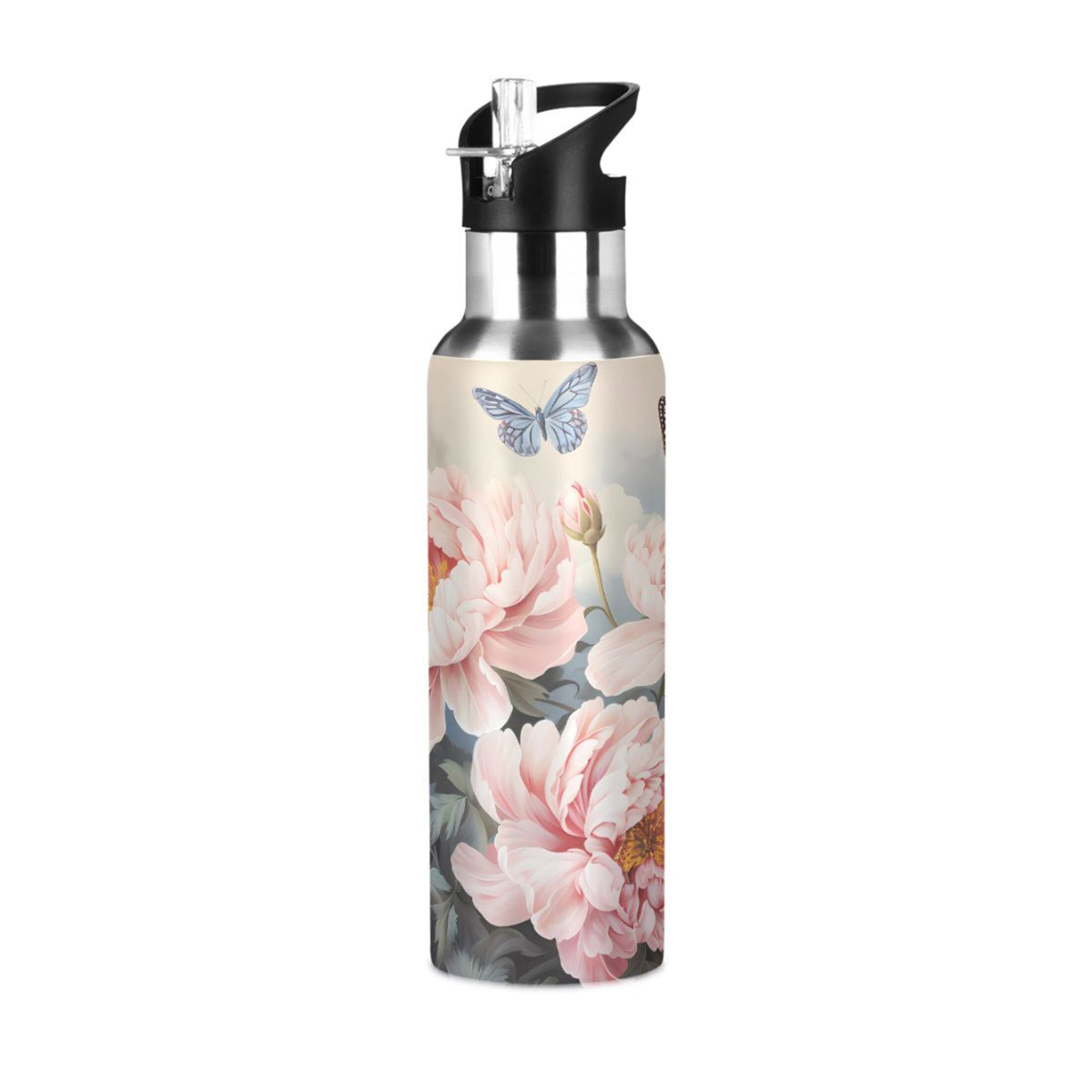 Pink Flowers and Butterflies Stainless Steel Insulated Water Bottle Q1917