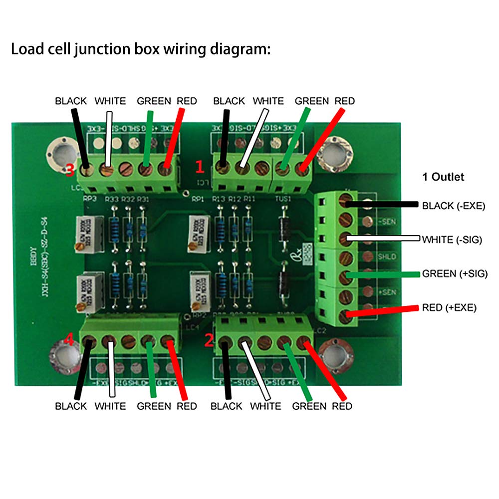 Load Cell Junction Box for Scales, 4 Inlets to 1 Outlet, Aluminum Alloy M433554