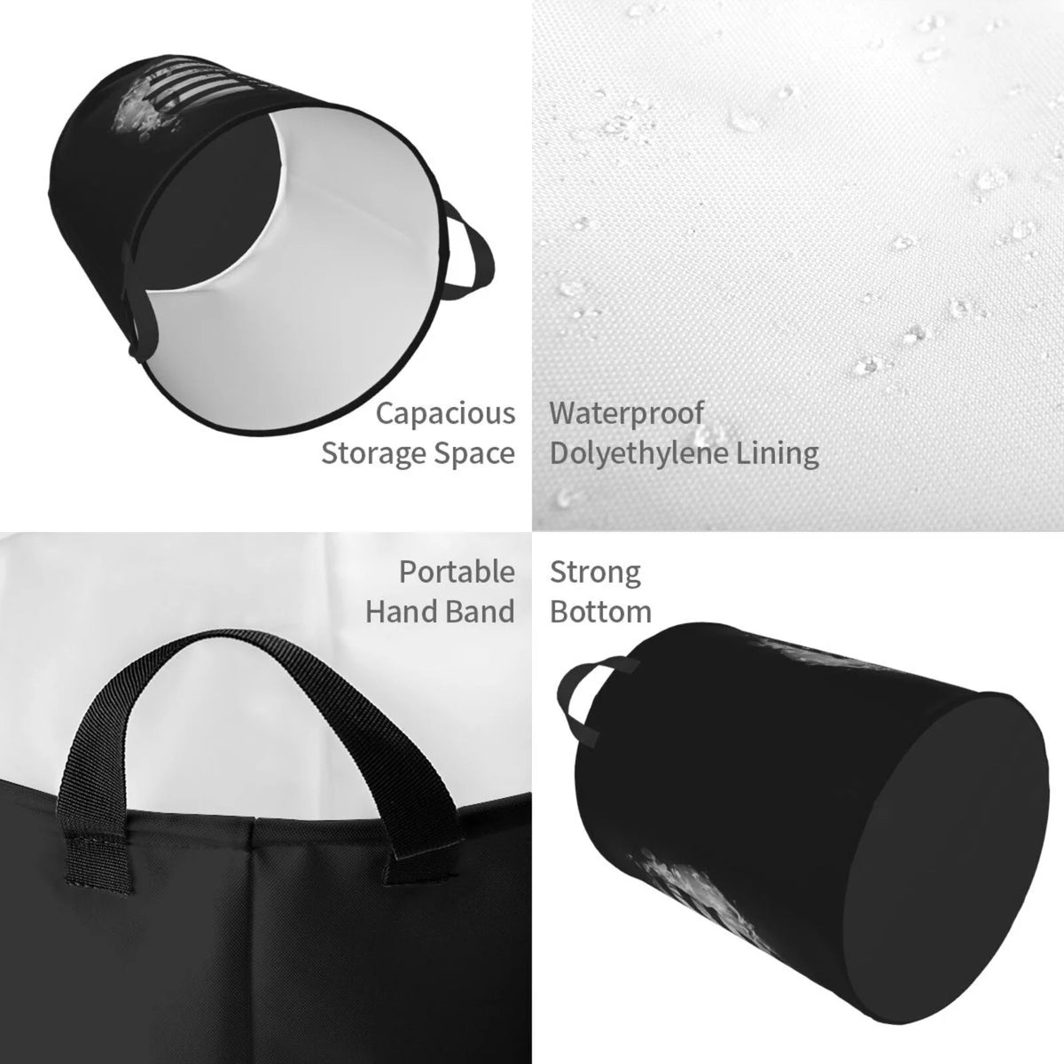 Collapsible 62L Black Laundry Basket M6881