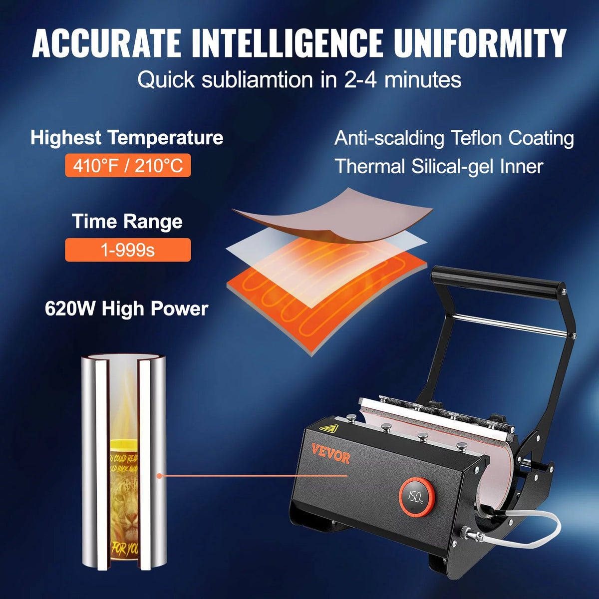 30oz Mug Heat Press Machine Sublimation Transfer for Straight Skinny Tumblers F71142