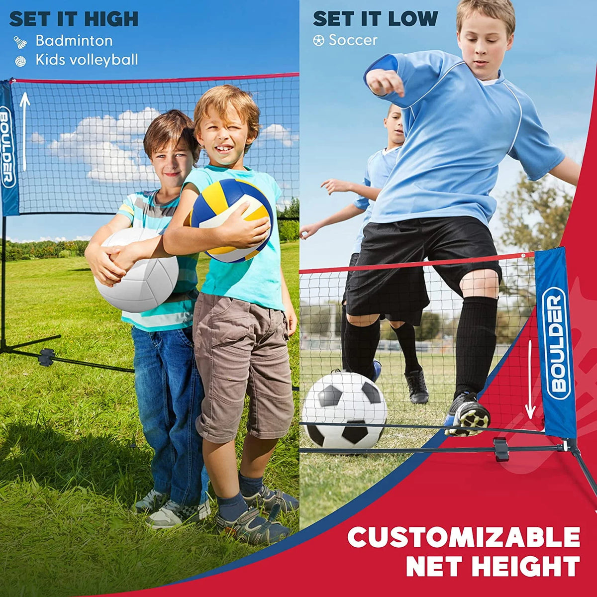 Portable Adjustable Volleyball and Badminton Net P522240