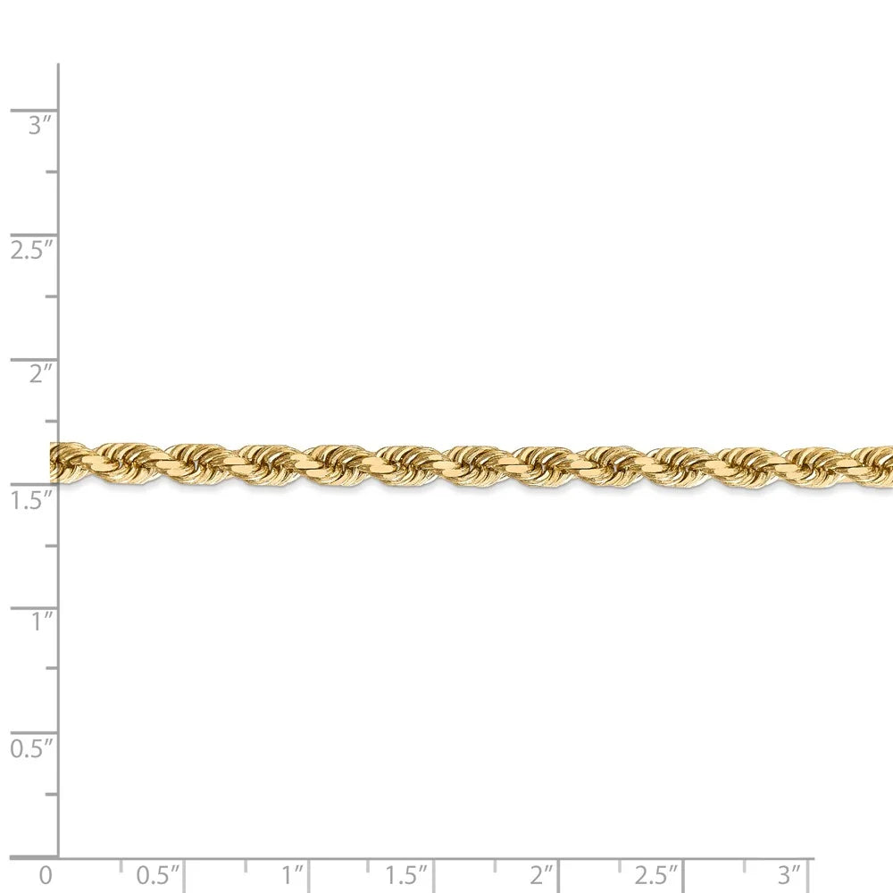 Real 14kt Yellow Gold 4.5mm Diamond Cut Rope Chain with Lobster Clasp L582771