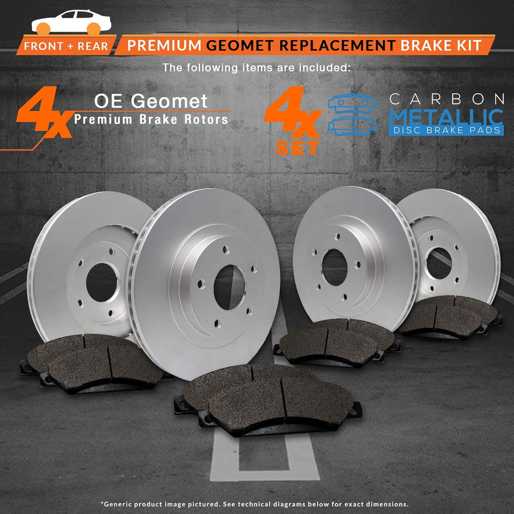 Max Brakes Geomet OE Rotors with Carbon Metallic Pads Q637764