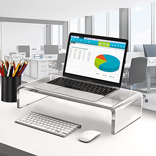 White Clear Acrylic Monitor Stand D18663
