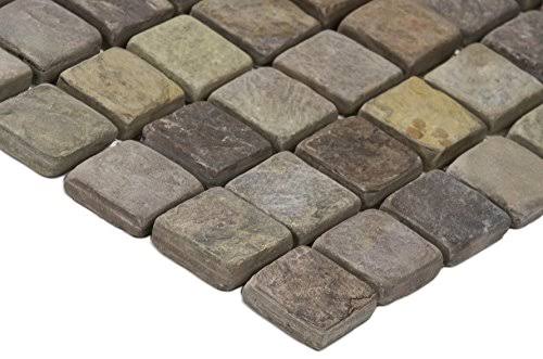 Mixed Color 12 in. x 12 in. x 10mm Tumbled Slate Mesh-Mounted Mosaic Tile (10 Sq. ft. 10 Pieces per CASE) R132