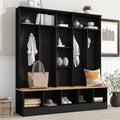 Black Hall Tree with Storage Bench and 8 Hooks V44327