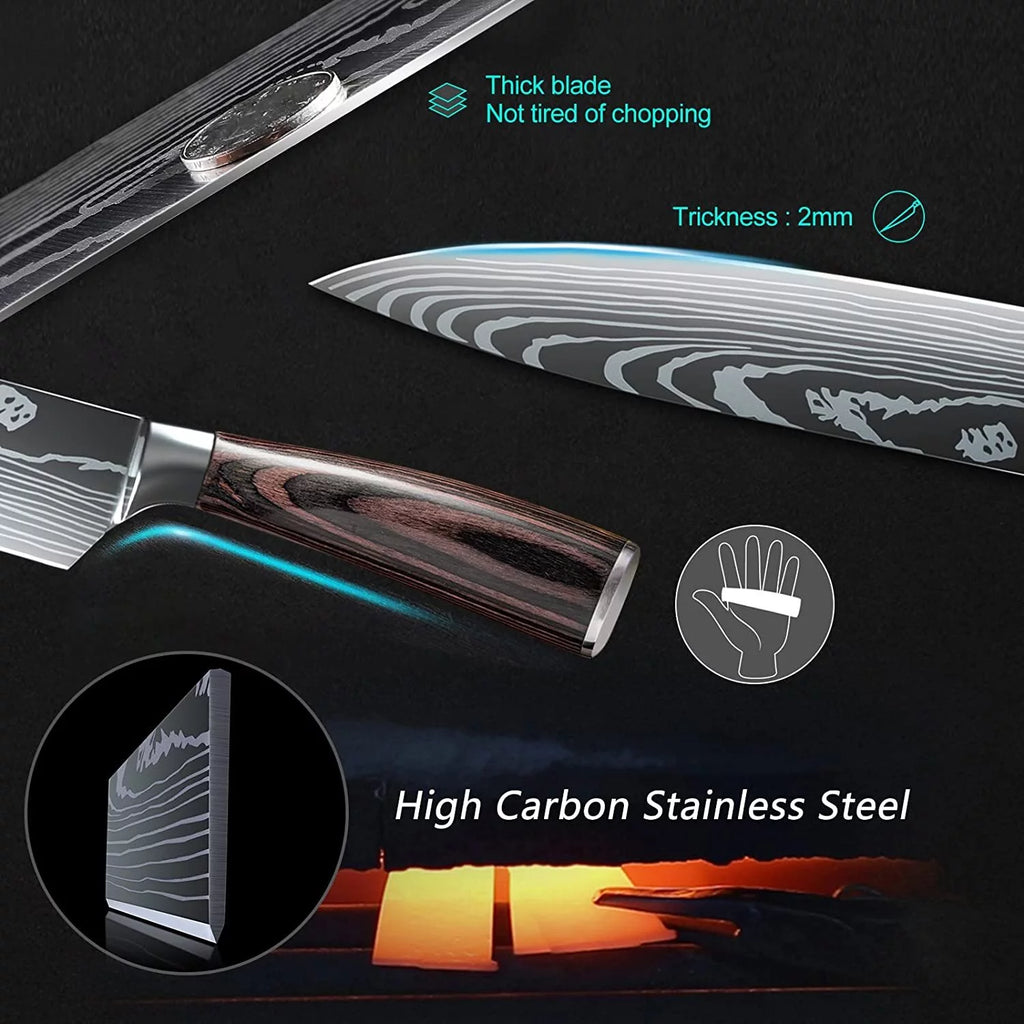 8 Pieces 3.5-8 Inch 440A Stainless Steel Kitchen Chef Knife Set A615129