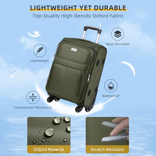 3 Piece Expandable Softside Luggage Set with TSA Lock Spinner Wheels W292765