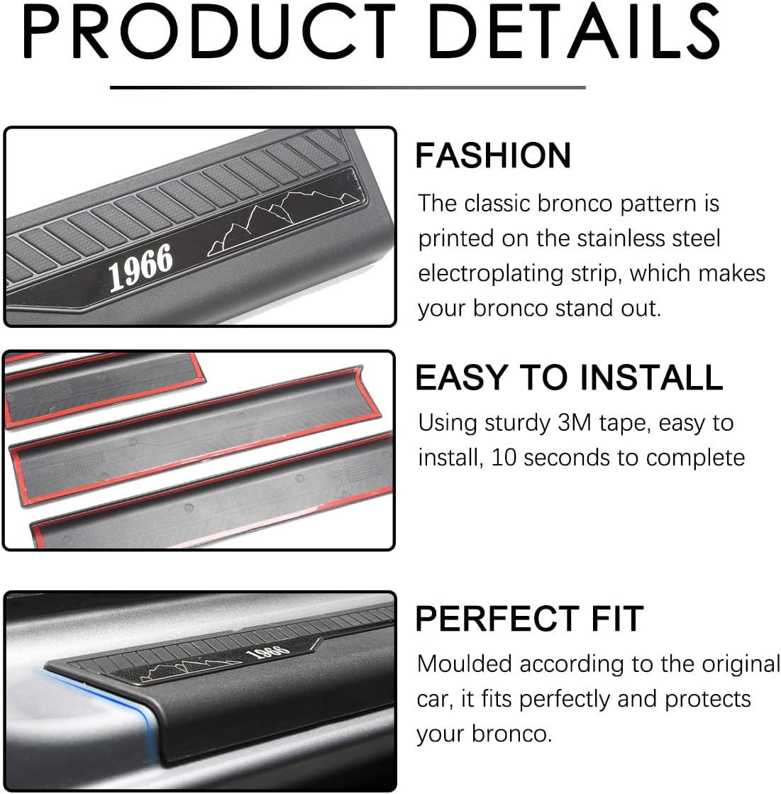 Door Sill Guards Entry Sill Plate Protection 4Pcs/Set ABS Plastic Pack of 2 L43626